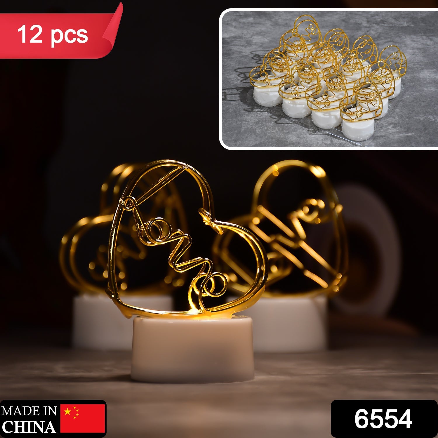 6554 Multicolor Flameless Heart Design Candles for Decoration (Set of 12pc) DeoDap 6554 Multicolor Flameless Heart Design Candles for Decoration (Set of 12pc) DeoDap